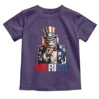 Bigfoot Merica Toddler T Shirt American Flag Patriotic 4th Of July Uncle Sam - Wonder Print Shop
