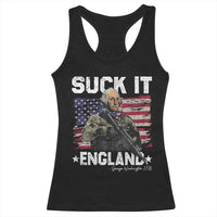 Suck It England Funny 4th of July George Washington 1776 Racerback Tank Top - Wonder Print Shop