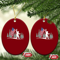 Bigfoot Ceramic Ornament Sasquatch American Flag Patriotic - Wonder Print Shop