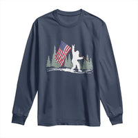 Bigfoot Long Sleeve Shirt Sasquatch American Flag Patriotic - Wonder Print Shop