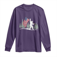 Bigfoot Long Sleeve Shirt Sasquatch American Flag Patriotic - Wonder Print Shop