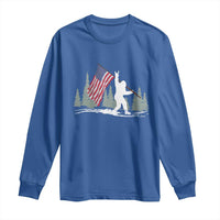 Bigfoot Long Sleeve Shirt Sasquatch American Flag Patriotic - Wonder Print Shop