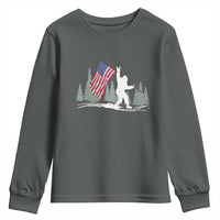 Bigfoot Youth Sweatshirt Sasquatch American Flag Patriotic - Wonder Print Shop