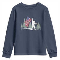 Bigfoot Youth Sweatshirt Sasquatch American Flag Patriotic - Wonder Print Shop