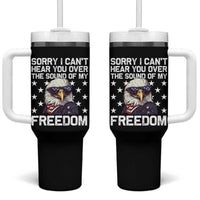 American Flag Eagle Tumbler With Handle Sorry I Cant Hear You Over The Sound Of My Freedom - Wonder Print Shop