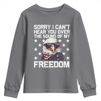 American Flag Eagle Youth Sweatshirt Sorry I Cant Hear You Over The Sound Of My Freedom - Wonder Print Shop