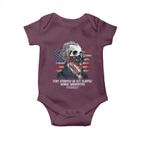 Funny 4th Of July Baby Onesie George Washington Stay Strapped Or Get Clapped USA Flag - Wonder Print Shop