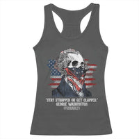 Funny 4th Of July Racerback Tank Top George Washington Stay Strapped Or Get Clapped USA Flag - Wonder Print Shop