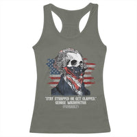 Funny 4th Of July Racerback Tank Top George Washington Stay Strapped Or Get Clapped USA Flag - Wonder Print Shop