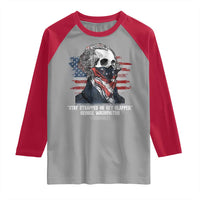 Funny 4th Of July Raglan Shirt George Washington Stay Strapped Or Get Clapped USA Flag - Wonder Print Shop