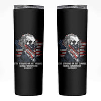 Funny 4th Of July Skinny Tumbler George Washington Stay Strapped Or Get Clapped USA Flag - Wonder Print Shop