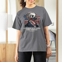 Funny 4th Of July T Shirt For Women George Washington Stay Strapped Or Get Clapped USA Flag - Wonder Print Shop
