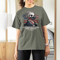 Funny 4th Of July T Shirt For Women George Washington Stay Strapped Or Get Clapped USA Flag - Wonder Print Shop