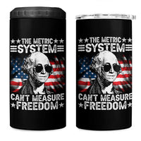 Funny 4th of July The Metric System Can't Measure Freedom 4 in 1 Can Cooler Tumbler George Washington American Flag - Wonder Print Shop