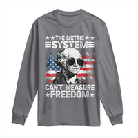 Funny 4th of July The Metric System Can't Measure Freedom Long Sleeve Shirt George Washington American Flag - Wonder Print Shop