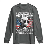 Funny 4th of July The Metric System Can't Measure Freedom Long Sleeve Shirt George Washington American Flag - Wonder Print Shop