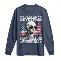 Funny 4th of July The Metric System Can't Measure Freedom Long Sleeve Shirt George Washington American Flag - Wonder Print Shop