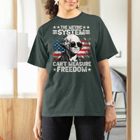 Funny 4th of July The Metric System Can't Measure Freedom T Shirt For Women George Washington American Flag - Wonder Print Shop