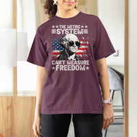 Funny 4th of July The Metric System Can't Measure Freedom T Shirt For Women George Washington American Flag - Wonder Print Shop