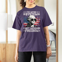 Funny 4th of July The Metric System Can't Measure Freedom T Shirt For Women George Washington American Flag - Wonder Print Shop