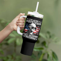 Funny 4th of July The Metric System Can't Measure Freedom Tumbler With Handle George Washington American Flag - Wonder Print Shop