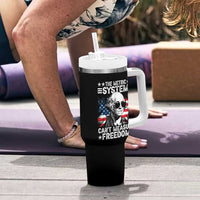 Funny 4th of July The Metric System Can't Measure Freedom Tumbler With Handle George Washington American Flag - Wonder Print Shop