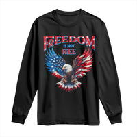 American Flag Bald Eagle Long Sleeve Shirt Patriotic Eagle 4th of July Freedom Is Not Free - Wonder Print Shop