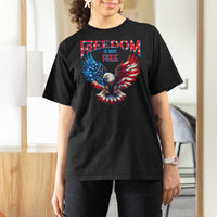 American Flag Bald Eagle T Shirt For Women Patriotic Eagle 4th of July Freedom Is Not Free - Wonder Print Shop
