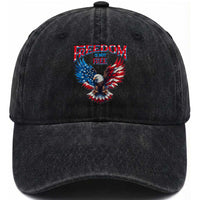 American Flag Bald Eagle Washed Cotton Baseball Cap Patriotic Eagle 4th of July Freedom Is Not Free