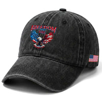 American Flag Bald Eagle Washed Cotton Baseball Cap Patriotic Eagle 4th of July Freedom Is Not Free