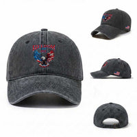 American Flag Bald Eagle Washed Cotton Baseball Cap Patriotic Eagle 4th of July Freedom Is Not Free