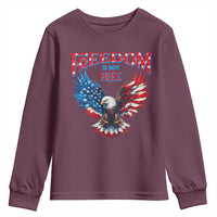 American Flag Bald Eagle Youth Sweatshirt Patriotic Eagle 4th of July Freedom Is Not Free - Wonder Print Shop