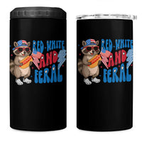 Funny Raccoon 4th of July 4 in 1 Can Cooler Tumbler Red White and Feral Patriotic - Wonder Print Shop