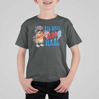 Funny Raccoon 4th of July T Shirt For Kid Red White and Feral Patriotic - Wonder Print Shop