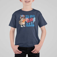 Funny Raccoon 4th of July T Shirt For Kid Red White and Feral Patriotic - Wonder Print Shop