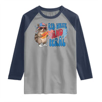 Funny Raccoon 4th of July Raglan Shirt Red White and Feral Patriotic - Wonder Print Shop