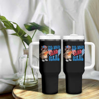 Funny Raccoon 4th of July Tumbler With Handle Red White and Feral Patriotic - Wonder Print Shop