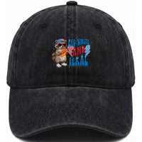 Funny Raccoon 4th of July Washed Cotton Baseball Cap Red White and Feral Patriotic