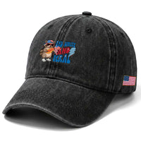 Funny Raccoon 4th of July Washed Cotton Baseball Cap Red White and Feral Patriotic