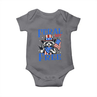 Patriotic Raccoon 4th of July Baby Onesie Feral But Free USA Flag - Wonder Print Shop