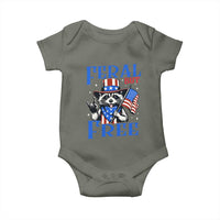 Patriotic Raccoon 4th of July Baby Onesie Feral But Free USA Flag - Wonder Print Shop