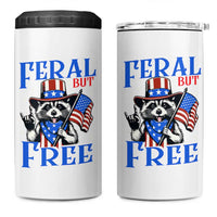 Patriotic Raccoon 4th of July 4 in 1 Can Cooler Tumbler Feral But Free USA Flag - Wonder Print Shop