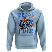 Patriotic Raccoon 4th of July Hoodie Feral But Free USA Flag - Wonder Print Shop