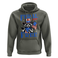 Patriotic Raccoon 4th of July Hoodie Feral But Free USA Flag - Wonder Print Shop