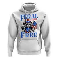 Patriotic Raccoon 4th of July Hoodie Feral But Free USA Flag - Wonder Print Shop