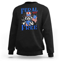 Patriotic Raccoon 4th of July Sweatshirt Feral But Free USA Flag - Wonder Print Shop