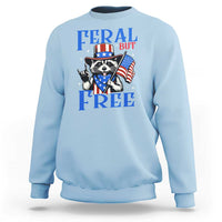 Patriotic Raccoon 4th of July Sweatshirt Feral But Free USA Flag - Wonder Print Shop