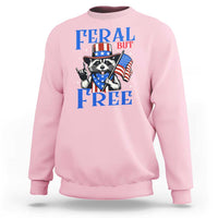 Patriotic Raccoon 4th of July Sweatshirt Feral But Free USA Flag - Wonder Print Shop