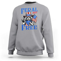 Patriotic Raccoon 4th of July Sweatshirt Feral But Free USA Flag - Wonder Print Shop