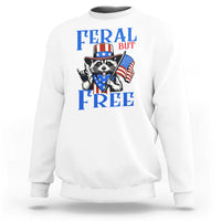 Patriotic Raccoon 4th of July Sweatshirt Feral But Free USA Flag - Wonder Print Shop